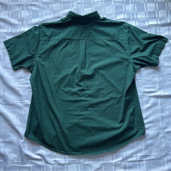 Van Heusen Green Checkered Short Sleeve Button Down Shirt - Picture 9 of 11